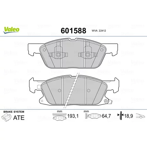 Sada brzdových platničiek kotúčovej brzdy VALEO 601588