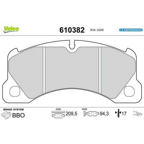 Sada brzdových platničiek kotúčovej brzdy VALEO 610382
