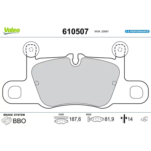 Sada brzdových platničiek kotúčovej brzdy VALEO 610507