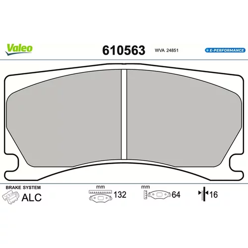 Sada brzdových platničiek kotúčovej brzdy VALEO 610563