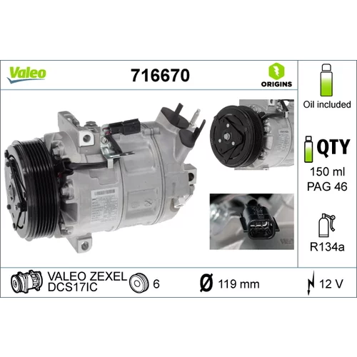 Kompresor klimatizácie 716670 /VALEO/