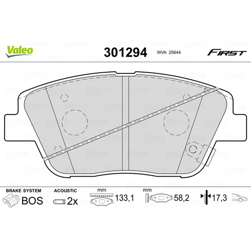 Sada brzdových platničiek kotúčovej brzdy 301294 /VALEO/
