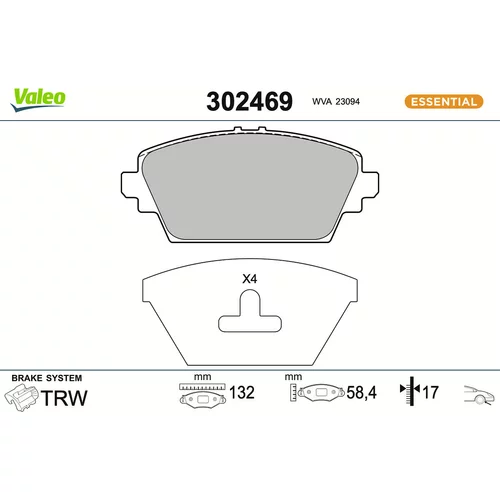 Sada brzdových platničiek kotúčovej brzdy VALEO 302469