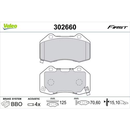 Sada brzdových platničiek kotúčovej brzdy VALEO 302660