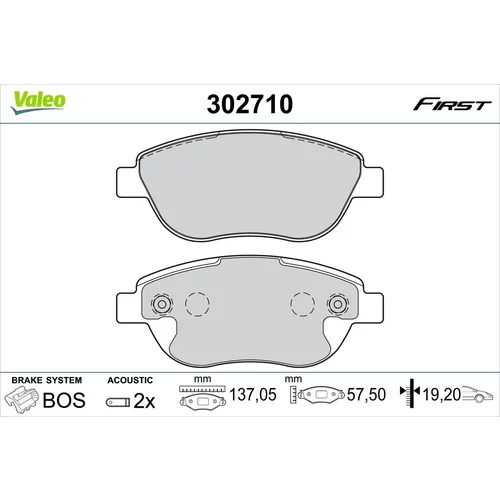 Sada brzdových platničiek kotúčovej brzdy 302710 /VALEO/