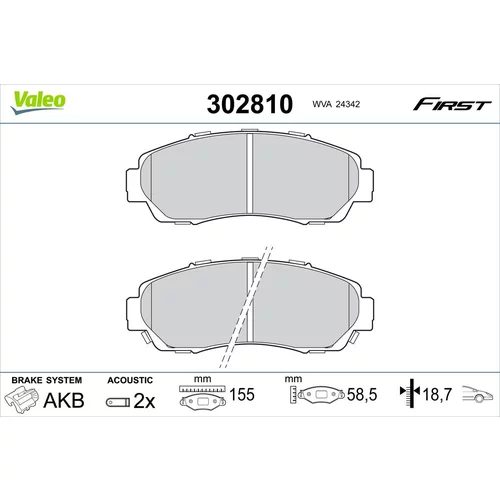 Sada brzdových platničiek kotúčovej brzdy VALEO 302810