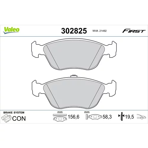 Sada brzdových platničiek kotúčovej brzdy VALEO 302825
