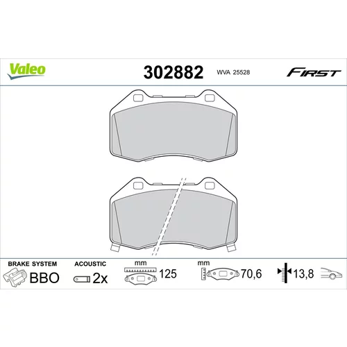 Sada brzdových platničiek kotúčovej brzdy VALEO 302882