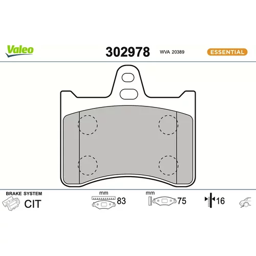 Sada brzdových platničiek kotúčovej brzdy VALEO 302978
