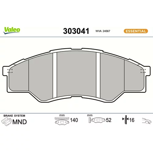 Sada brzdových platničiek kotúčovej brzdy VALEO 303041