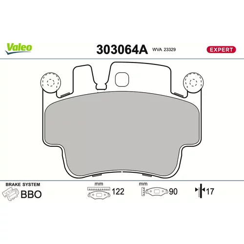 Sada brzdových platničiek kotúčovej brzdy VALEO 303064A
