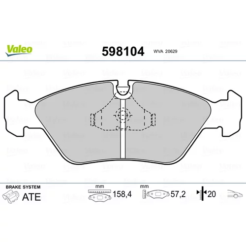 Sada brzdových platničiek kotúčovej brzdy VALEO 598104