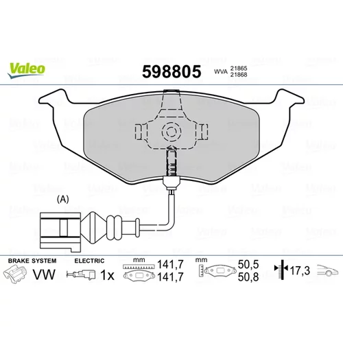 Sada brzdových platničiek kotúčovej brzdy VALEO 598805