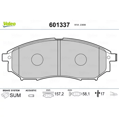 Sada brzdových platničiek kotúčovej brzdy VALEO 601337