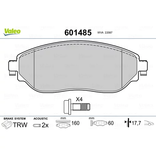 Sada brzdových platničiek kotúčovej brzdy 601485 /VALEO/