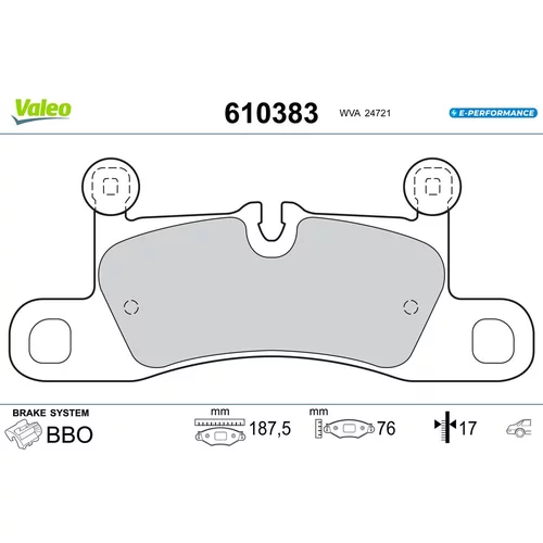 Sada brzdových platničiek kotúčovej brzdy VALEO 610383