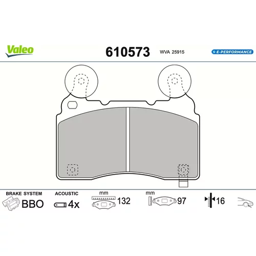 Sada brzdových platničiek kotúčovej brzdy VALEO 610573