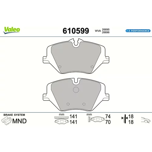 Sada brzdových platničiek kotúčovej brzdy VALEO 610599