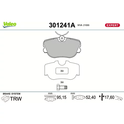 Sada brzdových platničiek kotúčovej brzdy VALEO 301241A