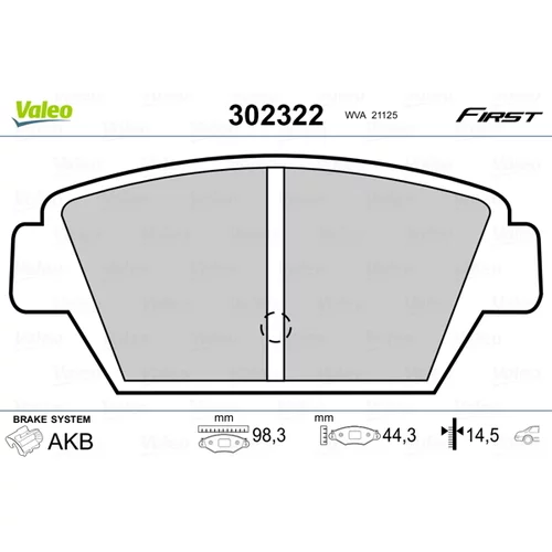 Sada brzdových platničiek kotúčovej brzdy 302322 /VALEO/