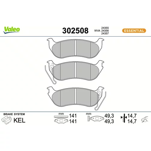 Sada brzdových platničiek kotúčovej brzdy VALEO 302508