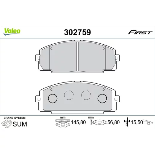 Sada brzdových platničiek kotúčovej brzdy 302759 /VALEO/
