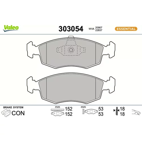 Sada brzdových platničiek kotúčovej brzdy VALEO 303054