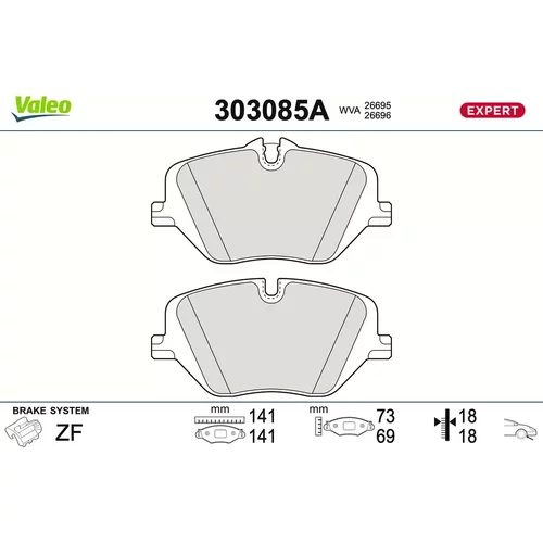 Sada brzdových platničiek kotúčovej brzdy VALEO 303085A