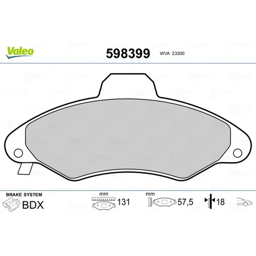 Sada brzdových platničiek kotúčovej brzdy VALEO 598399