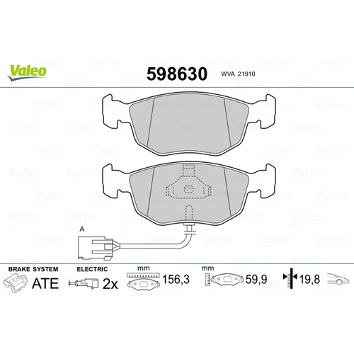 Sada brzdových platničiek kotúčovej brzdy VALEO 598630