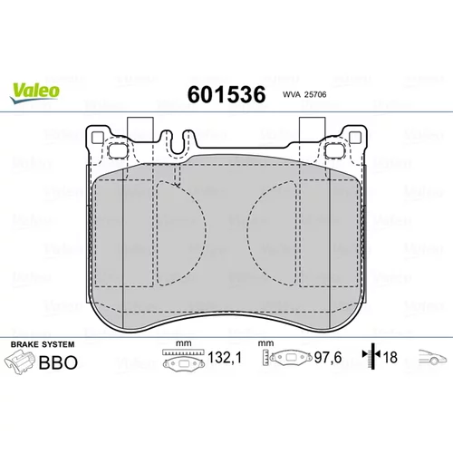 Sada brzdových platničiek kotúčovej brzdy VALEO 601536