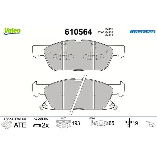 Sada brzdových platničiek kotúčovej brzdy VALEO 610564
