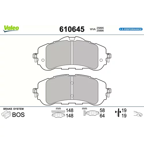 Sada brzdových platničiek kotúčovej brzdy VALEO 610645