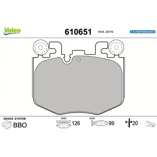 Sada brzdových platničiek kotúčovej brzdy VALEO 610651