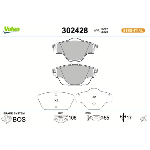 Sada brzdových platničiek kotúčovej brzdy VALEO 302428
