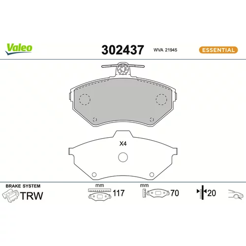 Sada brzdových platničiek kotúčovej brzdy VALEO 302437