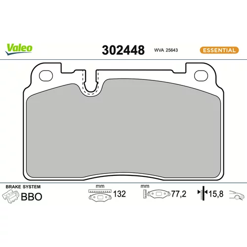 Sada brzdových platničiek kotúčovej brzdy VALEO 302448