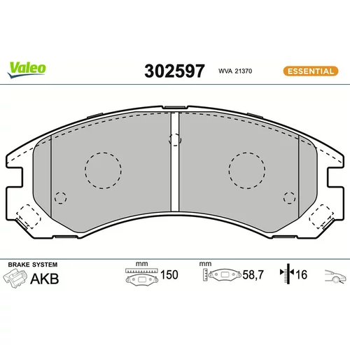 Sada brzdových platničiek kotúčovej brzdy VALEO 302597