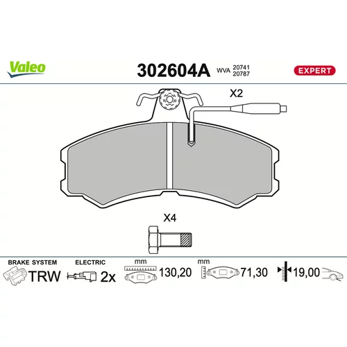 Sada brzdových platničiek kotúčovej brzdy VALEO 302604A
