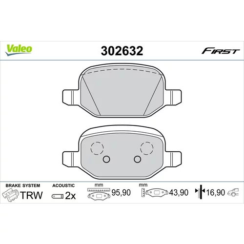 Sada brzdových platničiek kotúčovej brzdy 302632 /VALEO/