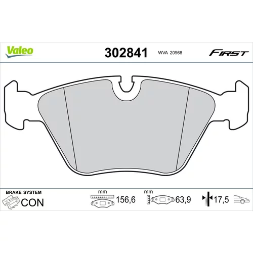 Sada brzdových platničiek kotúčovej brzdy VALEO 302841