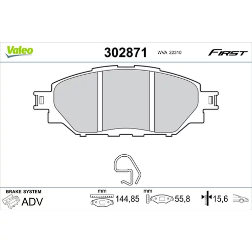 Sada brzdových platničiek kotúčovej brzdy VALEO 302871