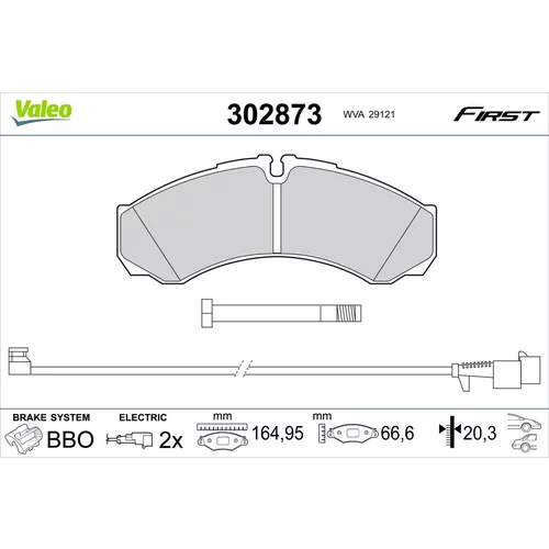 Sada brzdových platničiek kotúčovej brzdy VALEO 302873