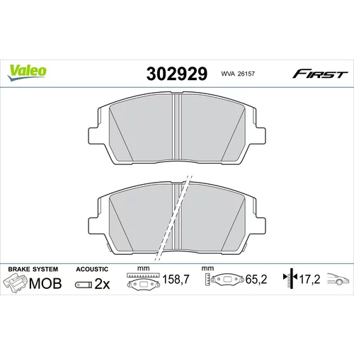 Sada brzdových platničiek kotúčovej brzdy VALEO 302929