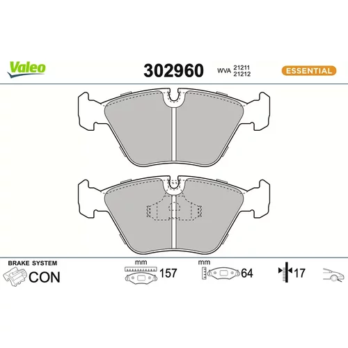 Sada brzdových platničiek kotúčovej brzdy VALEO 302960