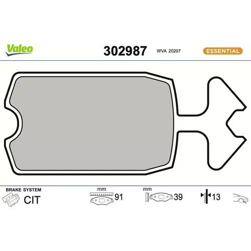 Sada brzdových platničiek kotúčovej brzdy VALEO 302987