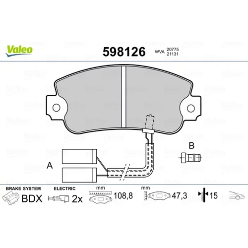 Sada brzdových platničiek kotúčovej brzdy VALEO 598126