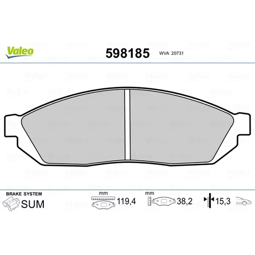 Sada brzdových platničiek kotúčovej brzdy VALEO 598185