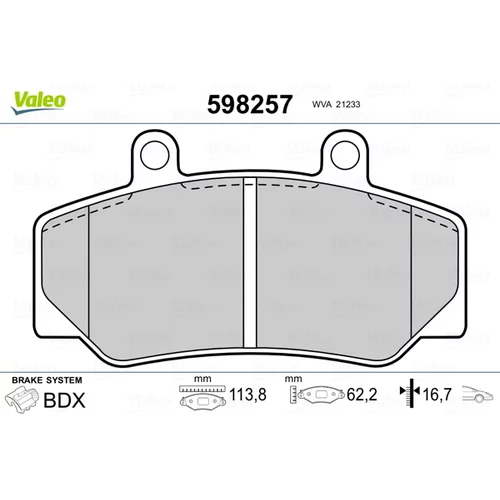 Sada brzdových platničiek kotúčovej brzdy 598257 /VALEO/