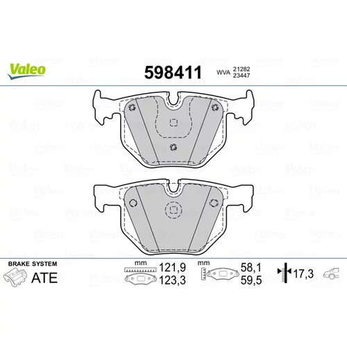 Sada brzdových platničiek kotúčovej brzdy VALEO 598411